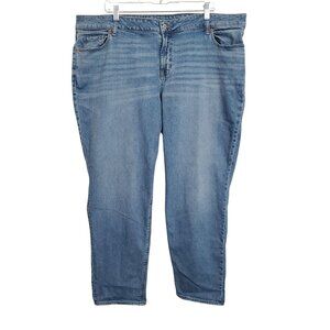 Old Navy Womens Plus 22 Long Jeans Boyfriend Mid Rise Straight Stretch Denim